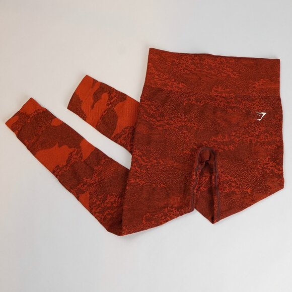 Gymshark Seamless Leggings Red/Orange Adapt Camo - Size Small - Picture 1 of 5